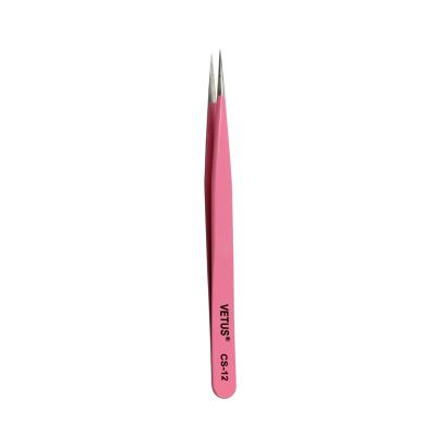 China VETUS Eyelash Extension Anti Static Stainless Hard Steel Tweezers CS-5A CS-11 CS-12 CS-15 for sale