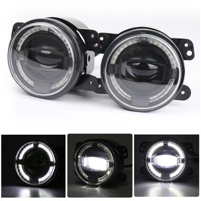 China 4inch Aluminum Round LED Fog Light 30W Halo Angel Eye DRL Replacement For Jeep Wrangler JK 2007-2017 for sale