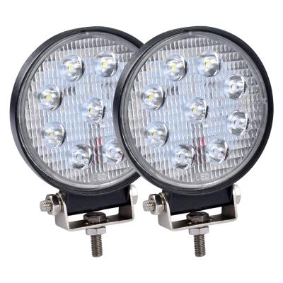 China 18W Waterproof Round LED Light Bar LED Work 9 Light Bulbs Flood Fog Truck Offroad Spotlight 2pcs/set All for sale