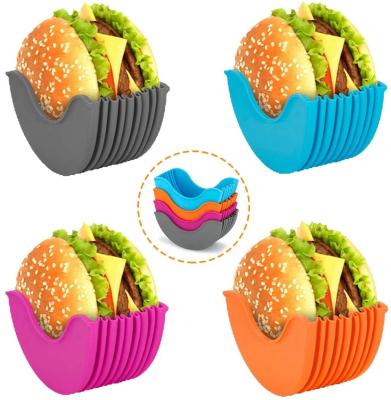 China Reusable Buddy Fixed Box Expandable Adjustable Hamburger Mess Hamburger Stand Reusable Burger Holder for sale