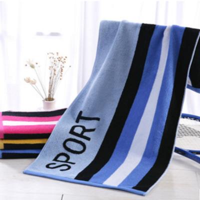 China Compressed 100% Cotton Stripe Quick Dry Breathable Sports Towel, Gym, Fitness Towel for sale