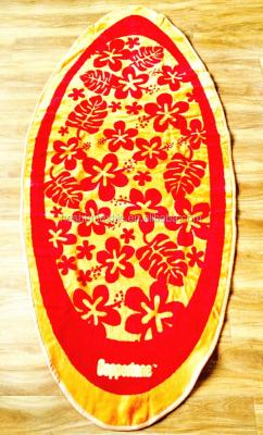 China Warm Soft Surf Edge Panel Ellipse Shape Jacquard Nice Beach Towel for sale