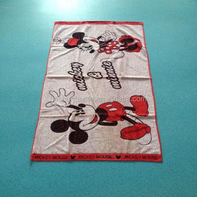 China Compressed Cute Micky Mouse Jacquard Beach Towel, Bath Towel With Border for sale