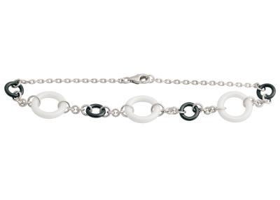 China Black And White Life Buoy Ceramic Silver Bracelet For Women , Anti-allergic 19cm CSB0825 for sale