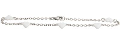 China Long Sterling Silver Bracelet With White Heart Ceramic For Engagement , CSB0873 for sale