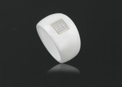 China Party Ceramic Silver Ring White , AAA Cubic Stone , Anti-allergic CSR0305 for sale