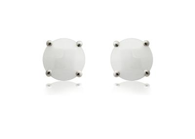 China Facet Ladies Silver Ceramic Earrings Stud Earring Round White Ceramic , High Precision CSE0665 for sale