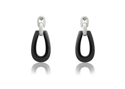 China Women’s Black / White Ceramic Earrings With 925 Sterling Silver Jewelry, Lead Free CSE0355 for sale