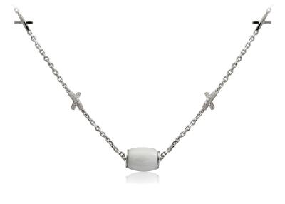 China Man / Woman Ceramic Silver Necklace With Ceramic Bead For Engagement , CSN0550 for sale