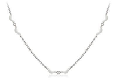 China Ladies 925 Sterling Silver Necklace With White Ceramic For Party , Lead Free CSN0865 for sale