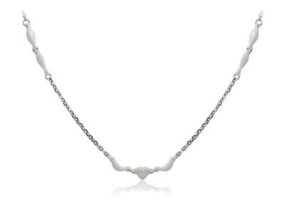 China Rhodium Plated 925 Silver Necklace With Heart Ceramic For Gift , CSN0863 for sale