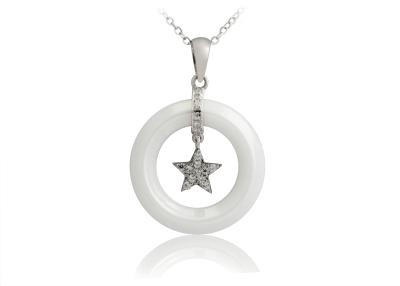 China White Circle Ceramic And Silver Star Pendant For Woman Wedding CSP0590 for sale