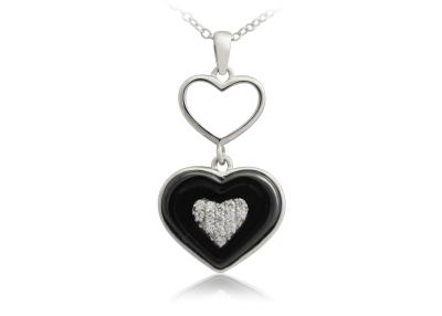 China Cubic Zirconia Silver Ceramic Pendants For Friend , Heart Silver Pendant CSP0635 for sale