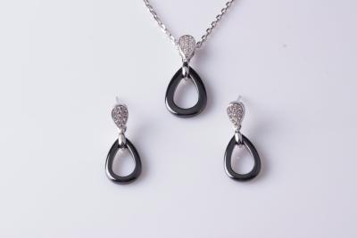 China Stud Earrings And Necklaces 925 Sterling Silver Jewelry Sets With Pear Shape For Party CSP0609 CSE0399 for sale