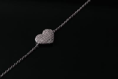 China Heart Shape 925 sterling silver bracelet with white AAA CZ for Engagement IB1037 for sale