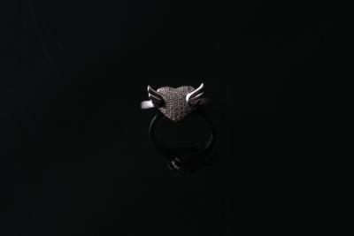 China Girls Flying heart Silver CZ Engagement Rings jewellery with micro setting IR1439 for sale