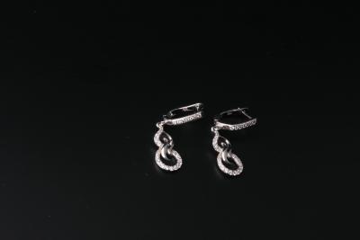 China Calabash 925 Silver Earrings With AAA White CZ For Gift , Rhodium Plating IE1399 for sale