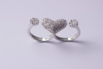 China Ladies White Heart 925 Sterling Silver Rings For Party with AAA CZ , Rhodium plating IR1096 for sale