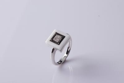 China Womens Square 925 Sterling CZ Silver Rings With Zircon Micro setting jewelry CSR0783 for sale