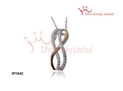 China 2CM Fashion Gold Plated Curved Lines Texture 925 Sterling Silver Pendant Necklace for sale