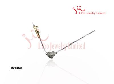 China Yellow Gold Plated Endless Love Sterling Silver CZ Necklace with Silver Chain Pendant. for sale