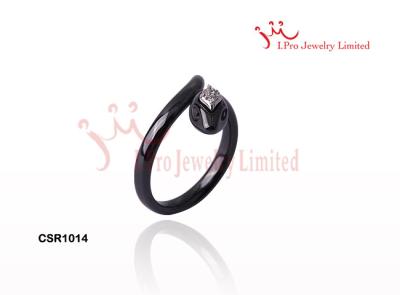 China 3MM Black Ceramic Silver Rings In Finger Wrapped Silver Snake Ring for sale