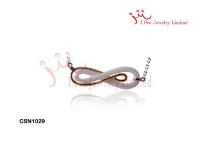 China Double Infinity Ceramic Silver Pendant Necklace In Diamond Cut CZ Gold Plated for sale