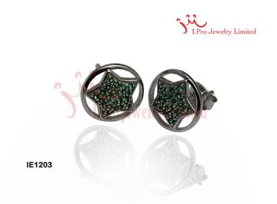 China Women  925 Sterling Silver CZ Stud Earrings With Blue Green Stones Jewellery for sale