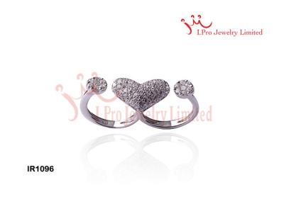 China Sparkling Double Heart Married Couple Rings in 925 Silver cz Engagement Rings for sale