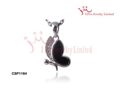 China Flying Butterfly Pendant With White Cubic Zircon Ceramic Silver Pendants for sale