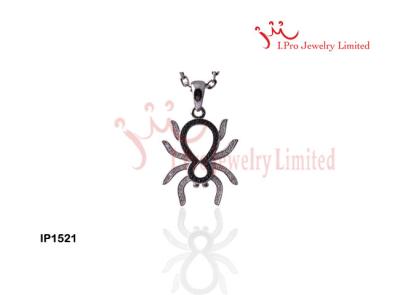 China Round-Cut Black White Cubic  Diamond  925 Sterling Silver Spider Animal Necklace for sale