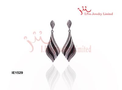 China Fashion Europe Leaf Silver CZ Earrings Charming Water Drops Earpin Silver Earring Sets for sale