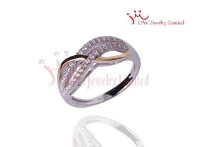 China Female's Solid 925 Sterling Silver CZ Infinity Ring ,14K Gold Diamonds CZ Finger Rings for sale