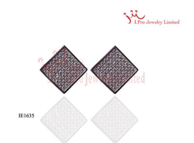 China Small Square Shaped Micro Pave Setting 925 Sterling Silver Stud Earrings For Kids for sale