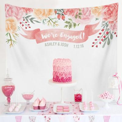 China Hanging Custom Printed Fabric Happy Birthday Backdrop Banner For Party for sale