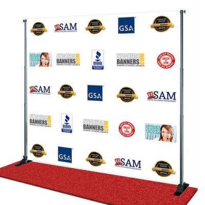 China Flat or Curved Custom Repeat Banner Trade Show Stage and Advertising Display Stand for sale