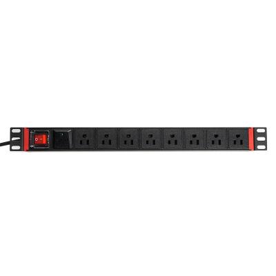 China Universal PDU Socket For Cabinet 19 Inch 1U 8 Way US Rack Mount Standard PDU With Off/On Switch SPD Lightning Protection Extracting PDU for sale