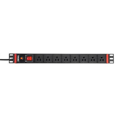 China Universal PDU Socket For Cabinet 19 Inch 1U 8 Way Us Standard PDU Rack Mount With Off/On Switch Overload Protection Extracting PDU for sale