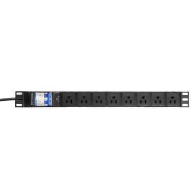 China Universal PDU Socket For Cabinet 19 Inch 1U 8 Way Us Standard PDU Rack Mount With 2p Circuit Breaker Extracting PDU for sale