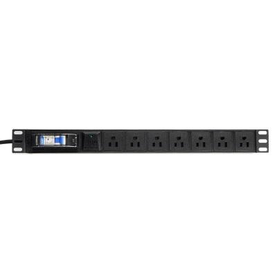 China Universal PDU Socket For Cabinet 19 Inch 1U 7 Way US Type Rack Mount PDU SPD Lightning Protection With 1p Circuit Breaker Extracting PDU for sale