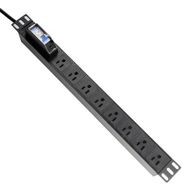 China Universal PDU Socket For Cabinet 19 Inch 1U 8 Way Us Rack Mount Standard PDU With 1p Circuit Breaker Extracting PDU for sale