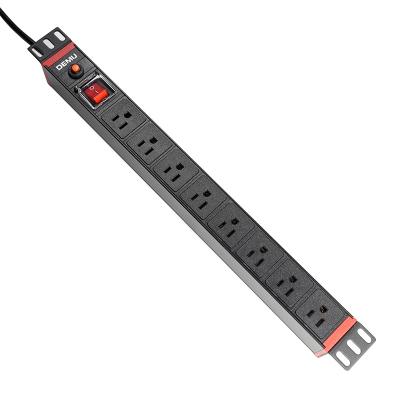 China Universal PDU Socket For Cabinet 19 Inch 1U 8 Way Us Standard Extracting PDU With Off/On Switch Overload Protection PDU Rack Mount for sale