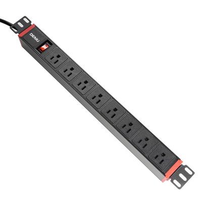 China Universal PDU Socket For Cabinet 19 Inch 1U 8 Way US Type PDU Rack Mount With Power LED Indicator Surge Protector Extracting PDU for sale