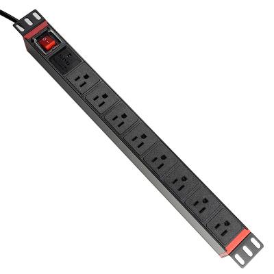 China Universal PDU Socket For Cabinet 19 Inch 1U 8 Way US Rack Mount Standard PDU With Off/On Switch SPD Lightning Protection Extracting PDU for sale