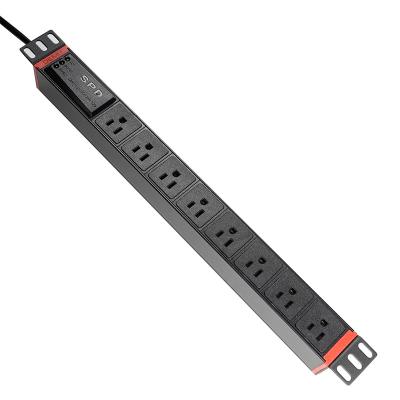 China Universal PDU Socket For Cabinet 19 Inch 1U 8 Way US Standard PDU Rack Mount With Lightning Protection Surge Protector Extracting PDU for sale