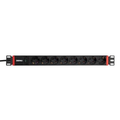 China Universal PDU Socket For Cabinet 19 Inch 1U 8 Way EU Standard Rack Mount PDU With Pull Out PDU Power LED Indicator Removable for sale