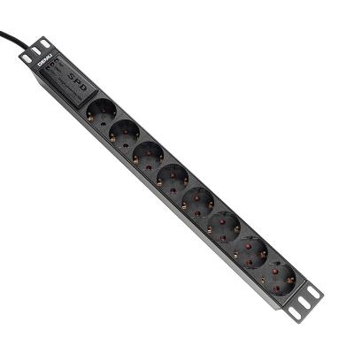 China Universal PDU Socket For Cabinet 19 Inch 1U 8 Way EU Standard Pulling PDU With Lightning Protection Surge Protector Rack Mount PDU for sale