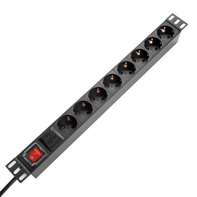 China Universal PDU Socket For Cabinet 19 Inch 1U 8 Way EU Standard With Off/On Switch SPD Lightning Protection Extracting PDU for sale