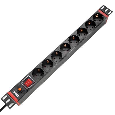 China Universal PDU Socket For Cabinet 19 Inch 1U 8 Way EU Standard With Off/On Switch Overload Protection Extracting PDU for sale