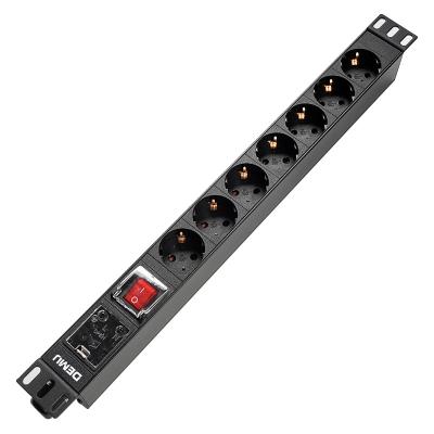 China Universal PDU Socket For Cabinet 19 Inch 1U 7 Way EU Standard With Off/On Switch Self Wiring Is Required Wireless Socket Extracting PDU for sale